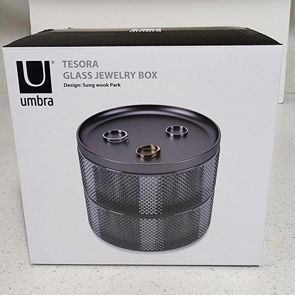 Umbra Tesora Glass Jewelry Box - Charcoal Gray